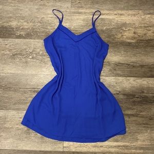 Beautiful blue flowy dress with subtle shimmer stripes